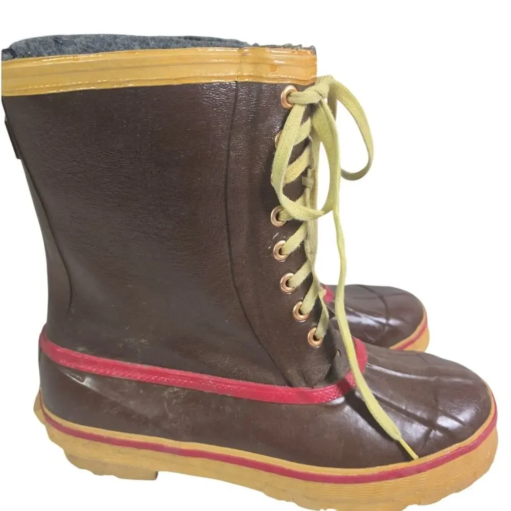 Vintage FrostKing Waterproof Steel Shank Brown Lace Up Felt Lined Duck Boots 9